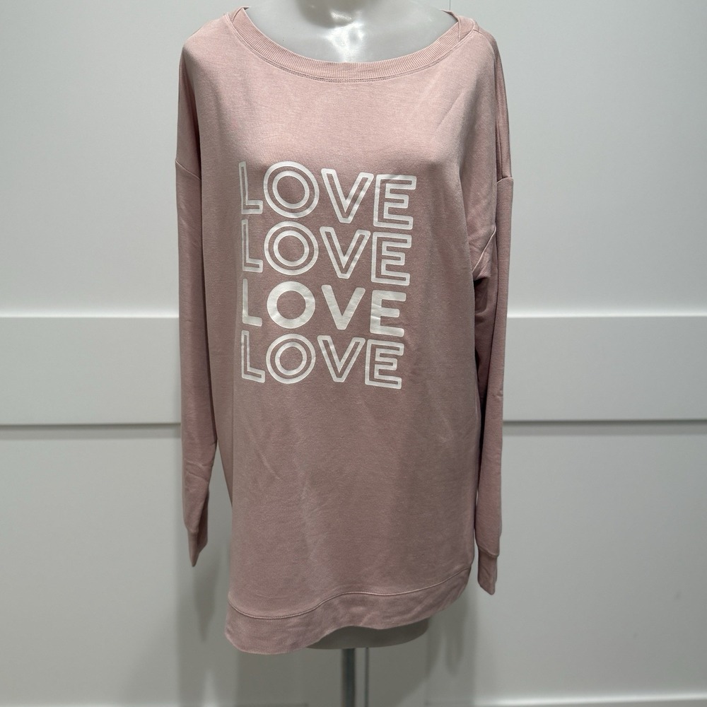 Marled Reunited Clothing LOVE Graphic Sweatshirt Blush Oversized Pullover Medium